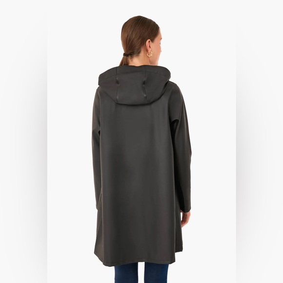 Stutterheim Mosebacke Raincoat (Dark Grey) Button Front Hooded - Picture 2 of 10